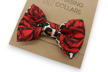 Load image into Gallery viewer, The Betsy - Rockabilly red rose on leopard print dog collar