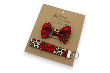 Load image into Gallery viewer, The Betsy - Rockabilly red rose on leopard print dog collar