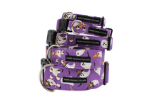 Load image into Gallery viewer, Witchy ghosts purple Halloween dog collar