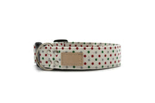 Load image into Gallery viewer, Silver Green and Red Polkadot Christmas Dog Collar