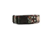 Load image into Gallery viewer, Red and Green Chevron Christmas Dog Collar with Snowflakes