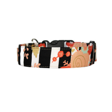 Load image into Gallery viewer, Black and white striped floral dog collar - The Tiffany