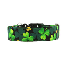 Load image into Gallery viewer, Deep Green Shamrock Dog Collar with Gold Glitter Accents - The Charlie