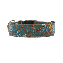 Load image into Gallery viewer, Teal fall floral dog collar