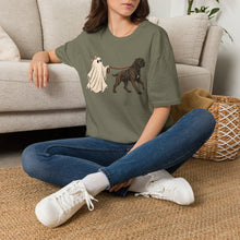 Load image into Gallery viewer, Halloween Cane Corso Ghost T‑Shirt — Cute Ghost Walking Brindle Dog Tee
