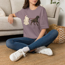 Load image into Gallery viewer, Halloween Cane Corso Ghost T‑Shirt — Cute Ghost Walking Brindle Dog Tee
