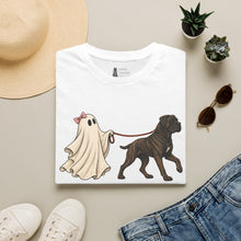 Load image into Gallery viewer, Halloween Cane Corso Ghost T‑Shirt — Cute Ghost Walking Brindle Dog Tee

