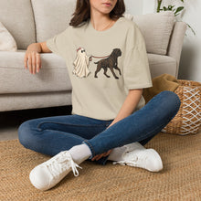 Load image into Gallery viewer, Halloween Cane Corso Ghost T‑Shirt — Cute Ghost Walking Brindle Dog Tee
