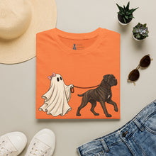 Load image into Gallery viewer, Halloween Cane Corso Ghost T‑Shirt — Cute Ghost Walking Brindle Dog Tee
