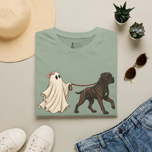 Load image into Gallery viewer, Halloween Cane Corso Ghost T‑Shirt — Cute Ghost Walking Brindle Dog Tee

