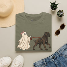 Load image into Gallery viewer, Halloween Cane Corso Ghost T‑Shirt — Cute Ghost Walking Brindle Dog Tee
