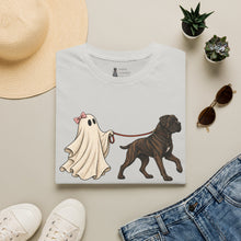 Load image into Gallery viewer, Halloween Cane Corso Ghost T‑Shirt — Cute Ghost Walking Brindle Dog Tee
