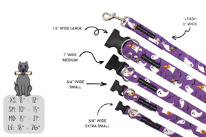 Witchy ghosts purple Halloween dog collar