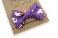 Load image into Gallery viewer, Witchy ghosts purple Halloween dog collar
