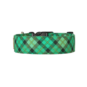 The Eire - Saint Patricks day green plaid dog collar