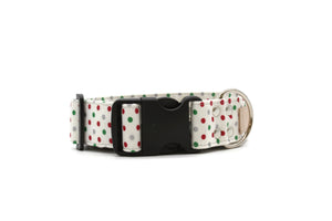 Silver Green and Red Polkadot Christmas Dog Collar