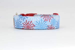 Red white and blue firework dog collar - The Tucker