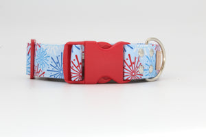 Red white and blue firework dog collar - The Tucker