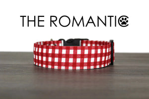 The Romantic - Red and white gingham dog collar - So Fetch & Company