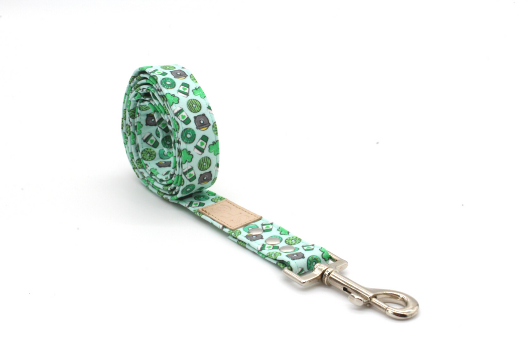 Coffee and donuts St Patricks day dog leash - The Bailey