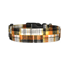 Load image into Gallery viewer, Orange and yellow plaid Halloween dog collar - The Scarecrow
