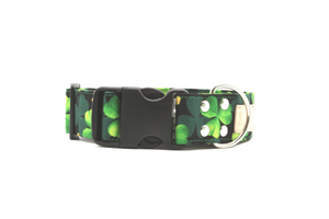 Deep Green Shamrock Dog Collar with Gold Glitter Accents - The Charlie