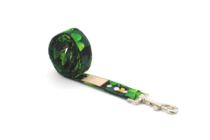 Deep Green Shamrock Dog Leash with Gold Glitter Accents - The Charlie