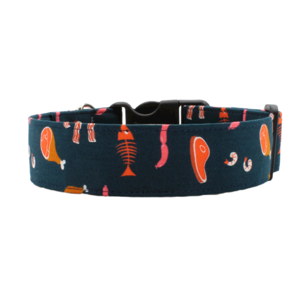 Cute surf and turf dog collar - The Blake in navy
