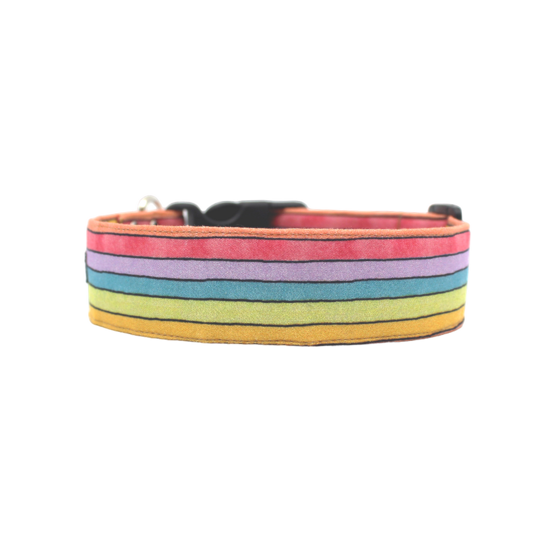 Watercolor rainbow stripe Easter dog collar