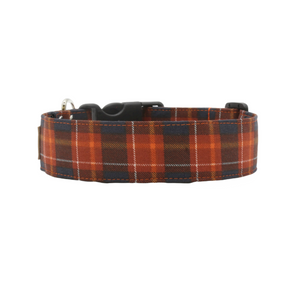 The October - Fall dark plaid dog collar