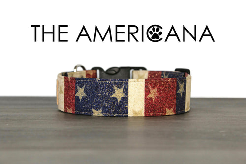 The Americana -  Glitter stars and stripes dog collar - So Fetch & Company