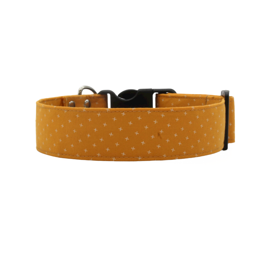 The August in mustard - Gold yellow fall dog collar