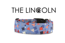 Load image into Gallery viewer, The Lincoln - Patriotic Red White and Blue Flag Banner Dog Collar
