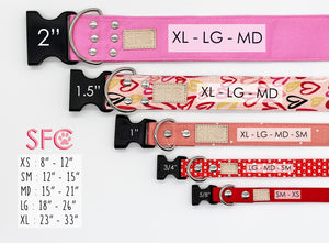 Red and White X Valentine dog collar - The Kisses