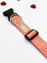 Load image into Gallery viewer, Dusty Rose and white polka dot Valentine dog collar - The Sweetie
