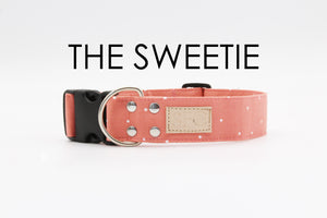 Dusty Rose and white polka dot Valentine dog collar - The Sweetie