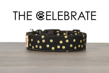 Load image into Gallery viewer, The Celebrate - Black with gold polka dot dog collar - So Fetch &amp; Company
