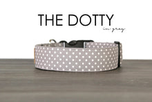Load image into Gallery viewer, The Dotty in Gray - Gray and white polka dot dog collar - So Fetch &amp; Company

