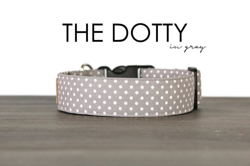 The Dotty in Gray - Gray and white polka dot dog collar - So Fetch & Company