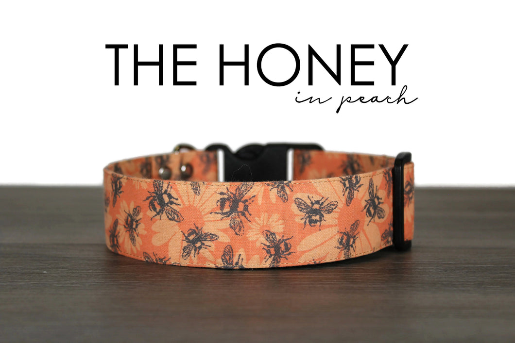 The Honey - Peach honey bee dog collar - So Fetch & Company
