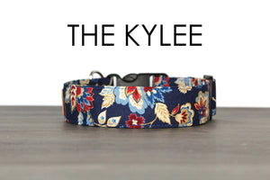 The Kylee - Deep blue and red floral dog collar - So Fetch & Company