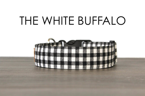 The White Buffalo - White and black buffalo check dog collar - So Fetch & Company