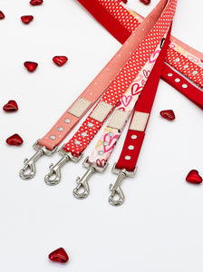 Dusty Rose and white polka dot Valentine dog collar - The Sweetie